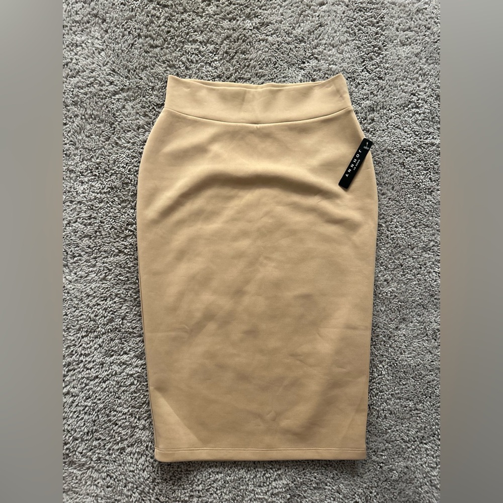 Made By Johnny Scuba Beige Pencil Skirt NWT